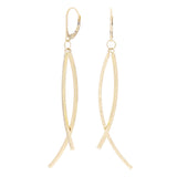 Italian 14k Yellow Gold Bright Shine Diamond Cut Infinity Dangle Earrings 2.7"