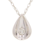 14k White Gold 0.07ctw Diamond Solitaire Floating Pear Pendant Necklace 18"