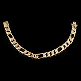 Women's Italian 14k Yellow Gold Hollow Figaro Chain Bracelet 7.5" 9.1mm 13.1g