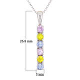 14k White Gold Rainbow Sapphire Linear Pendant Necklace 18"