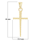 14k Yellow Gold Rope Dagger Cross Charm Pendant 1.8" 3.3 grams
