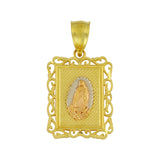 14k Tri Color Gold Virgin Mary Lady of Guadalupe Charm Pendant 28.5mm x15mm 2.6g