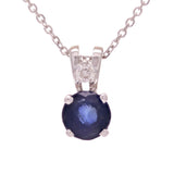 14k White Gold 0.05ctw Sapphire & Diamond 2-Stone Anniversary Pendant Necklace