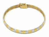 Italian 14k Two Tone Gold Solid Diamond Cut Omega Bracelet 7" 5.6mm 13.6 grams