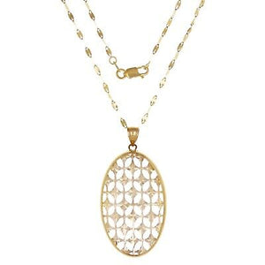 Italian 14k Yellow Gold Faceted Glass Oval Pendant Necklace 24" 6.5 grams