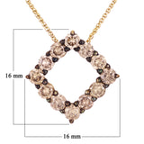 14k Yellow Gold 1.09ctw Brown Diamond Floating Square Pendant Necklace 18"