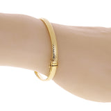 Italian 14k Yellow Gold Hollow Diamond Cut Bangle Bracelet  7" 4.6mm 4.3 grams