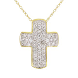 14k Yellow Gold 0.50ctw Diamond Pave Cross Pendant Necklace