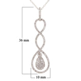 10k White Gold 0.30ctw Diamond Pave Twisted Drop Pendant Necklace 18"