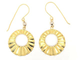 14k Two Tone Gold Hollow Round Shell Drop Dangle Earrings 1.5" 1.4 grams