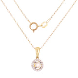 14k Yellow Gold 0.25ctw Champagne Diamond Halo Solitaire Pendant Necklace 18"