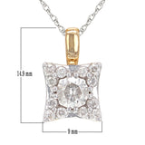 Italian 10k Yellow Gold 3/4ctw Diamond Square Pendant Necklace