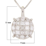 14k White Gold 0.50ctw Diamond 0.50ctw Cluster Circle Pendant Necklace 18"