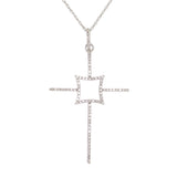 10k White Gold 0.27ctw Diamond Four Evangelists Square Cross Pendant Necklace