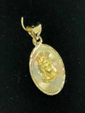 14k Tri Color Gold Jesus Christ Diamond Cut Oval Charm Pendant 1" 1.3 grams