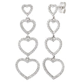 14k White Gold 0.50ctw Diamond Pave Heart Drop Earrings