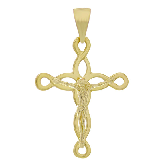 14k Yellow Gold Jesus Christ Crucifix Cross Charm Pendant 1.4