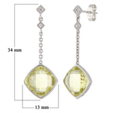18k White Gold 0.10ctw Lemon Quartz & Diamond Dangle Earrings