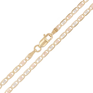 14k Tri Color Gold Pave Valentino Mariner Link Chain Necklace 22" 2.5mm 5.9 gram