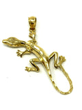 14k Yellow Gold Gecko Lizard Pendant Reptile Charm 1.5" 3.4 grams