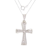 14k White Gold 0.65ctw Diamond Celtic Cross Pendant Necklace 18"