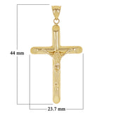 Italian Hollow 14k Yellow Gold Crucifix Cross Charm Pendant 1.7" 2.1 grams