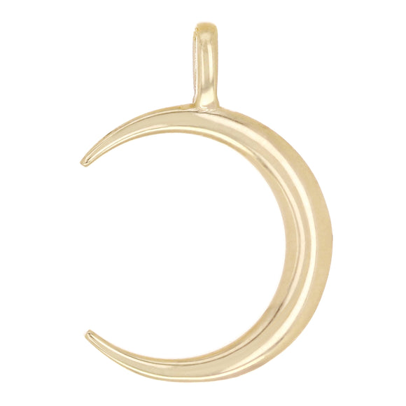 14k Yellow Gold Crescent Moon High Polished Charm Pendant 2.2 grams