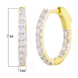 14k Yellow Gold 0.50ctw Diamond Inside Out Oblong Oval Hoop Earrings
