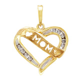 10k Yellow & Rose Gold 0.10ctw Diamond MOM Heart Pendant