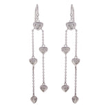 14k White Gold 0.25ctw Diamond Heart Double Dangle Linear Chain Drop Earrings