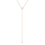 14k Rose Gold 0.28ctw Diamond 2-Stone High Polished Modern Y-Necklace 18"