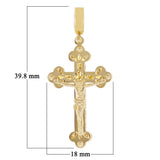 Italian 14k Yellow Gold 3D Double Sided Crucifix Cross Charm Pendant 1.6" 3.6g