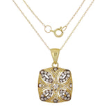 14k Yellow Gold 0.50ctw Diamond Vintage Style Cushion Pendant Necklace 18"