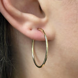 Italian 14k Yellow Gold High Polish Round Endless Hoop Earrings 1.2" 1 gram