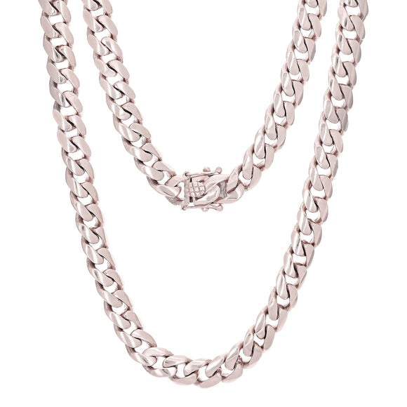 10k White Gold Solid Heavy Miami Cuban Chain Necklace 24