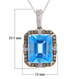 14k White Gold 0.33ctw Swiss Blue Topaz & Diamond Basket Pendant Necklace 18"