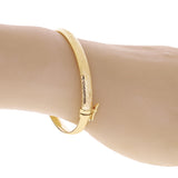 Italian 14k Yellow Gold Hollow Diamond-Cut Bangle Bracelet 7" 5.5mm 5 grams