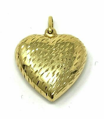 14k Yellow Gold Heart Puffy Charm Pendant 1.1