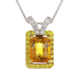 14k White Gold 0.19ctw Yellow Sapphire, Citrine, & Diamond Drop Pendant Necklace