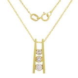 14k Yellow Gold 0.50ctw Diamond Three-Stone Ladder Pendant Necklace
