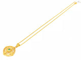 22k Yellow Gold Tsavorite Diamond Filigree Round Pendant & 18.5" Necklace 11.8g