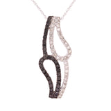 10k White Gold 0.52ctw Black & White Diamond Paisley Pendant Necklace 18"