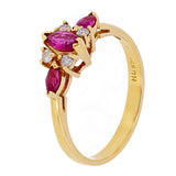 14k Yellow Gold 0.10ctw Marquise Ruby & Diamond Dainty Cluster Ring Size 7