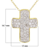 14k Yellow Gold 0.50ctw Diamond Pave Cross Pendant Necklace