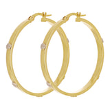 Italian 14k Two-Tone Gold Hollow Screw Design Hoop Earrings 1.4" 3mm 3.1 grams