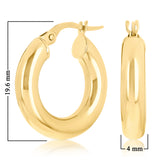 Italian 14k Yellow Gold High Polish 4mm 0.75" Diameter Round Hoop Earrings 1.8g