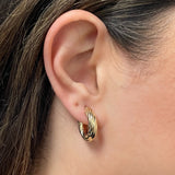 Italian 14k Yellow Gold Twisted 5mm 0.75" Diameter Round Hoop Earrings 2.7 grams