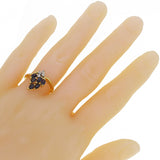 14k Yellow Gold Marquise Sapphire & Diamond Leaf Ring Size 7