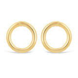 Italian 14k Yellow Gold Shiny Eternity Circle Stud Hoop Earrings 12mm 0.9 grams