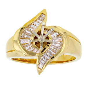 14k Yellow Gold 3/4ctw Baguette Diamond Engagement Ring Setting Size 6